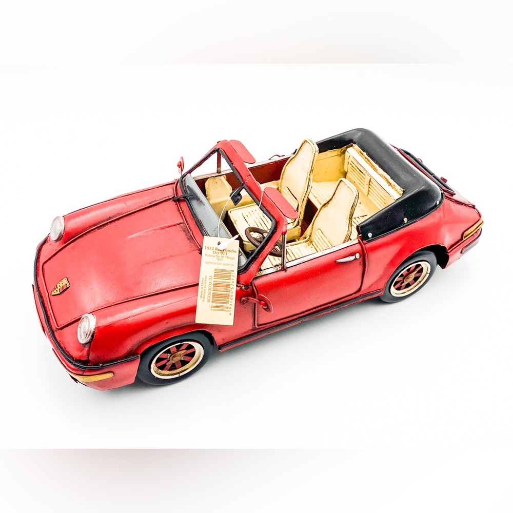 Retro Classic Handmade Iron '1973 Red Porsche Der 911' Model Craft Figure - Picture 2 of 6